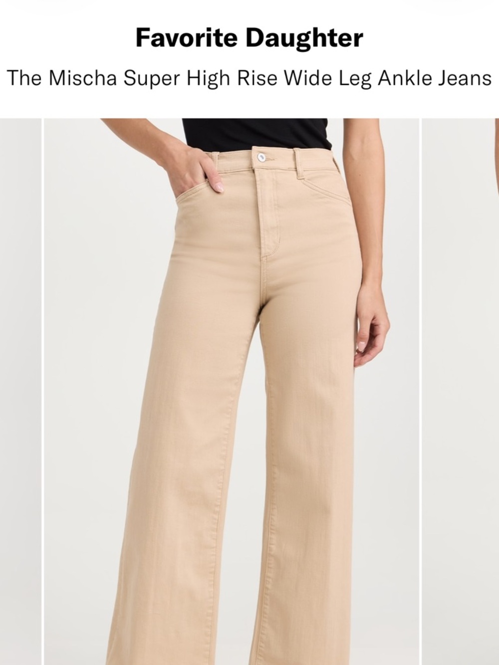 Favorite Daughter Beige High-Rise Wide Leg Ankle Jeans